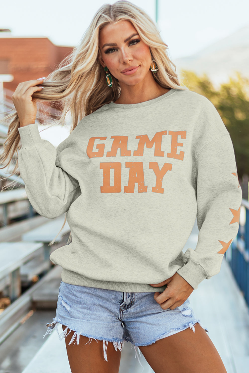 Black Game Day Graphic Rugby Football Season Sweatshirt