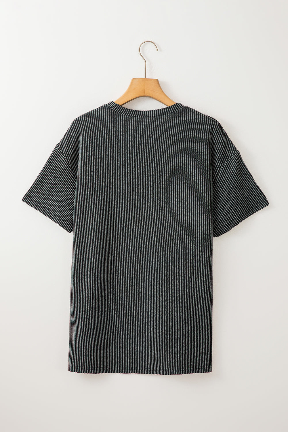 Turquoise Corded Knit Pocketed Loose Fit T Shirt