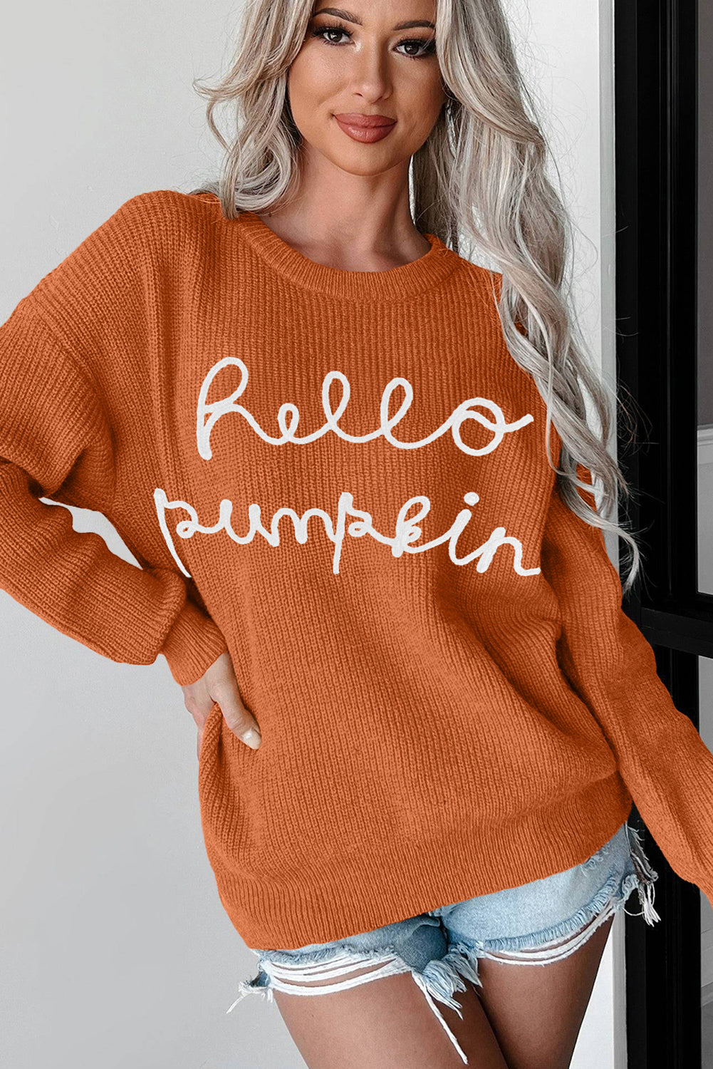 Flamingo Hello Pumpkin Graphic Sweater